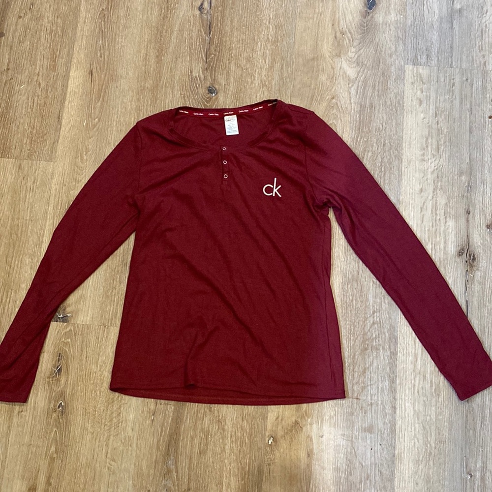 calvin klein maroon pajama shirt